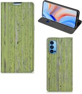Telefoon Hoesje OPPO Reno4 Pro 5G Wallet Case Green Wood