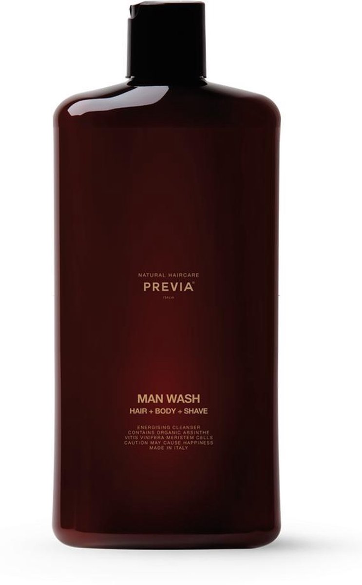 Previa Natural Haircare Man Man Wash Hair + Body + Shave Gel Haar/lichaam/scheren 1000ml