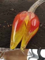 Bloem Glas Tulp Geel/rood | Glaskunst  | Bloemen En Fruit Van Glas | 1 Jaar Garantie