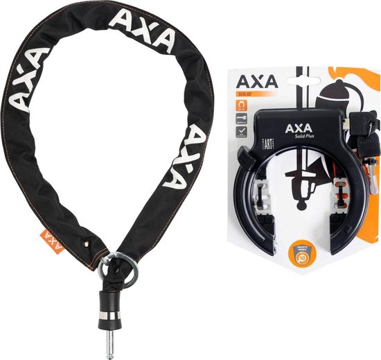 AXA Solid Plus Ringslot Zwart + AXA RLC Insteekketting 140 cm 5,5 mm Zwart  | bol.com