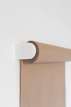 Studio Drijfveer - Mini papierrol houder / tekenrol voor aan de muur - Wit, met kraft papier
