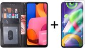 Samsung a20s hoesje bookcase zwart - Samsung galaxy a20s hoesje bookcase zwart wallet case portemonnee book case hoes cover - 1x samsung a20s screenprotector screen protector