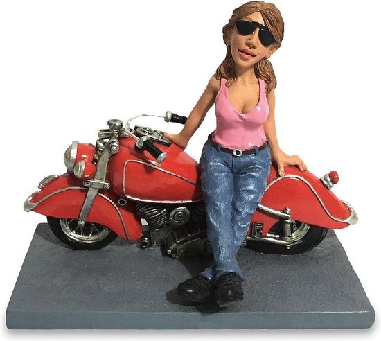 Grappige motor beeldjes Motor vrouw - biker- motor liefhebber van het beeldje de komische wereld van karikatuur beeldjes – komische beeldjes – geschenk voor – cadeau -gift -verjaardag kado