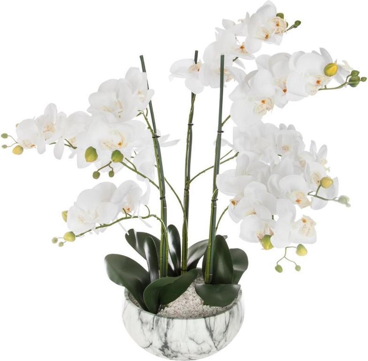 Atmosphera Créateur d'intérieur® Kunst orchidee - keramische pot - Marmer look - Net echt - hoogte 65 cm Wit
