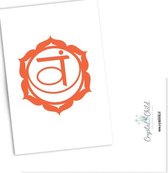 Het heiligbeen chakra/Svanhistan wenskaart met edelsteen Carneool
