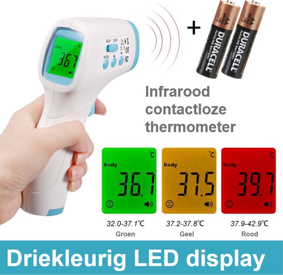 milieu Drijvende kracht koper Koorts thermometer (Contactloos) Thermometer / lichaamstemperatuur, ook  geschikt als... | bol.com