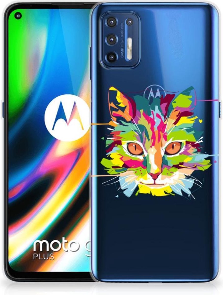 Motorola Moto G9 Plus Telefoonhoesje met Naam Cat Color