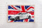 Poster Bentley - met logo in lichtgrijs - engelse vlag 91.5 x 61 cm