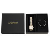 SJ WATCHES Geschenkset Victoria Horloge 28.5mm + Armbandje - Gift set - Geschenk set voor vrouwen - Zilveren gouden dames horloge geschenkset
