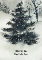 Christelijke kerstkaarten | Voordeelpakket | 10 kerstkaarten met enveloppen | Gloria in exelsis deo - boom | MajesticAlly