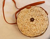 Dames Handtas - Beach Style - Handgemaakt Rotan met Elegant wit Mandalamotief - Duurzaam