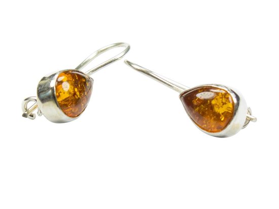 Zilveren oorbellen met sluiting Amber / Barnsteen 925 zilver | bol.com