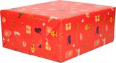 5x Rouleaux de papier d'emballage de Noël imprimé rouge 2,5 x 0, 7m op rol de 70 grammes - Papier cadeau de Luxe