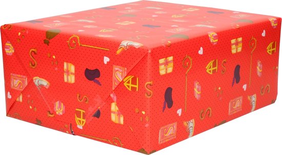 5x Rollen Kerst kadopapier print rood  2,5 x 0,7 meter op rol 70 grams - Luxe papier kwaliteit cadeaupapier/inpakpapier - Kerstmis