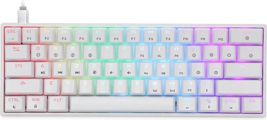 GK61 Keyboard – Qwerty – Mechanisch Gaming Toetsenbord 60% – RGB – USB Type C – Gateron Optical Black – Witte Kleur