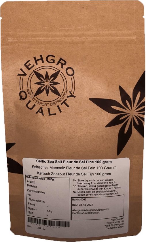 Keltisch Zeezout Fleur de Sel Fijn 100 gram Holyflavours bol