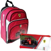 Ferrari Rugzak Set F1 - Peuterrugzak en Gevuld Etui - Polyester