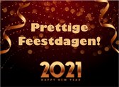 Prettige Feestdagen 2021 Etiketten - Wensetiketten - Cadeau etiketten - 60 x 57 mm 100 st