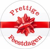 Prettige Feestdagen Etiketten - Wensetiketten - Cadeau etiketten - 30 mm 250 st Rood/Wit