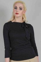 Voodoo Vixen Longsleeve top -S- Posie Polka Dot Neck Tie Zwart