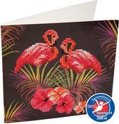 Diamond Painting Crystal Card Kit® Flamingos - 18x18cm