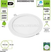 INBOUW ROND LED-PANEEL 6400 K KOUD LICHT 6 W.(SET VAN 2)