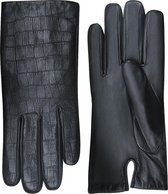 Laimböck Leren handschoenen dames met croco print model Lianes  Color: Black, Size: 8