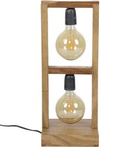 Eigentijdse tafellamp 58 cm met 2 lampen in massief acaciahout natuurlijke kleur