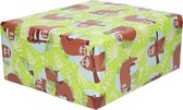 1x Rouleaux Papier d'emballage / papier cadeau vert avec impression paresseux 200 x 70 cm rouleau - Papier cadeau emballage cadeau