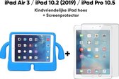 Apple iPad Air 3 / iPad 10.2 (2019) / iPad Pro 10.5 Kindvriendelijk Kind Hoes Blauw + Screenprotector / Tempered Glass