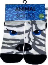 Dieren kindersokken - Zebra Grijs - Maat 31-34 - Multicolor - 1 paar