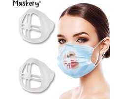 Maskery Mondmasker Beugel 2 stuks - Mondkapje - Face Mask - Coronavirus  - Covid - Plastic Mondkapje - Lippenstift vriendelijk - Meer ruimte om te ademen - Mondmasker Bracket-Wasbaar-Mondmasker houder-Beugel -3D-beugel-Verhoging van de ademruimte