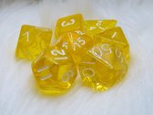 Polyset Dice | Dobbelstenen - Set Van 7 Stuks - Geel Oranje Doorzichtig Transparant| Voor D&D en Andere Rollenspellen | Plastic Dobbelstenen Set voor Dungeons and Dragons | Polyhed