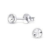 Aramat jewels ® - Kinder oorbellen rond kristal 925 zilver transparant 4mm