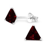 Aramat jewels ® - Kinder oorbellen met zirkonia driehoek 925 zilver rood 6mm
