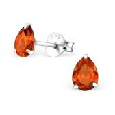 Aramat jewels ® - Kinder oorbellen druppel zirkonia oranje 925 zilver 4mm x 6mm