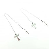 Aramat jewels ® - Stalen doortrekoorbellen kruisje