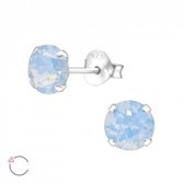 Aramat jewels ® - Zilveren oorbellen rond 6mm opaal blauw swarovski elements kristal
