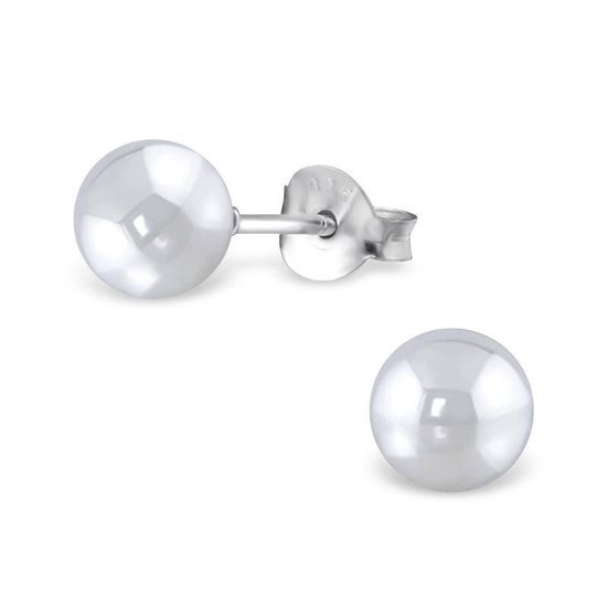 Aramat jewels ® - Zilveren pareloorbellen glossy licht grijs 925 zilver 6mm