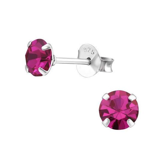 Aramat jewels ® - Zilveren oorstekers rond roze 925 zilver 5mm