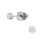 Aramat jewels ® - Titanium oorbellen rond titanium transparant zilverkleurig 3mm