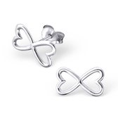 Aramat jewels ® - Oorbellen hart dubbel zilver dames kinderen 11mm