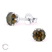 Aramat jewels ® - Oorbellen rond swarovski elements kristal 925 zilver brons 5mm