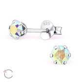 Aramat jewels ® - Oorbellen rond swarovski elements kristal 925 zilver ab transparant 4mm