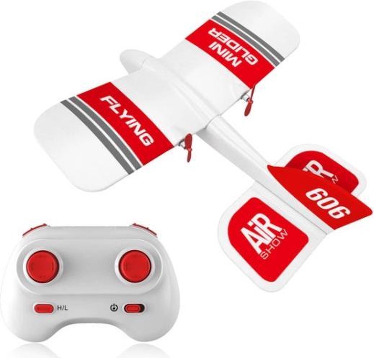 Avion Radiocommandé 2 Canaux Avec Gyroscope - Portée 227 M - Lumières LED - Pour Débutants 8-12 Ans