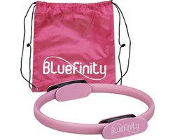 Bluefinity pilates ring met oefeningen - dubbele handgrepen - yoga - fitness - Ø 37cm - roze