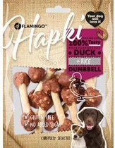 Flamingo hondensnack Hapki duck & rice dumbell 150gr. Let op: 1 zakje van 150 gram!