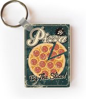 Sleutelhanger - Vintage poster van een pizza reclame - Uitdeelcadeautjes - Plastic
