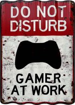 Metalen tekstbord Do not disturb Gamer at work (PlayStation) XL 30x40cm