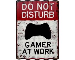 Metalen tekstbord Do not disturb Gamer at work (PlayStation) XL 30x40cm